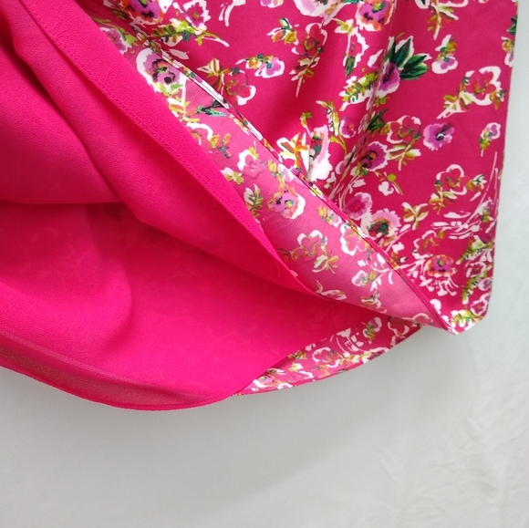 Women's WAYF Pink Floral V-Neck Bell Sleeves Lined Career Dress Sz Med. - Picture 8 of 9